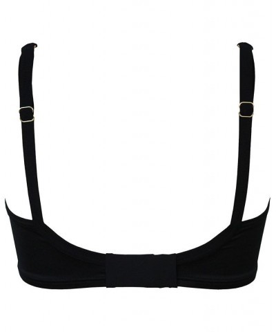 Bra-Sized Solid Underwire Surplice Bikini Top Black $47.04 Swimsuits