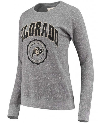 Women's Heathered Gray Colorado Buffaloes Edith Vintage-Like Knobi Pullover Sweatshirt Heathered Gray $41.24 Sweatshirts