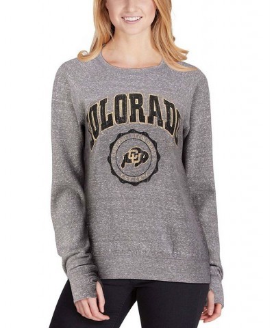 Women's Heathered Gray Colorado Buffaloes Edith Vintage-Like Knobi Pullover Sweatshirt Heathered Gray $41.24 Sweatshirts