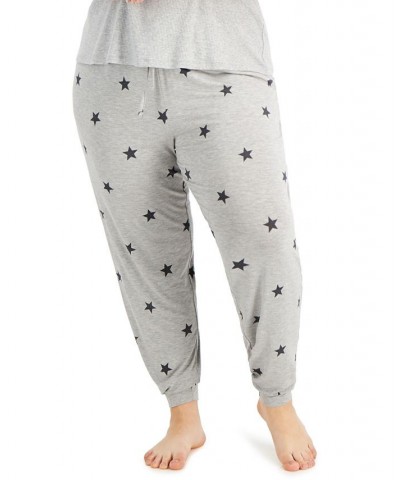 Plus Size Printed Smocked Jogger Pajama Pants Gray $12.43 Sleepwear