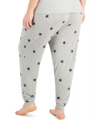 Plus Size Printed Smocked Jogger Pajama Pants Gray $12.43 Sleepwear