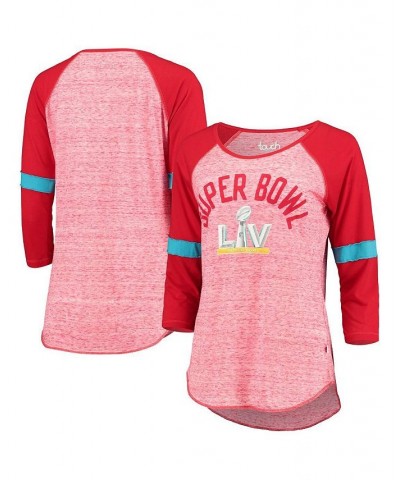 Women's Heathered Red Super Bowl Lv Upper Deck 3/4-Sleeve Raglan T-Shirt Heathered Red $25.99 Tops