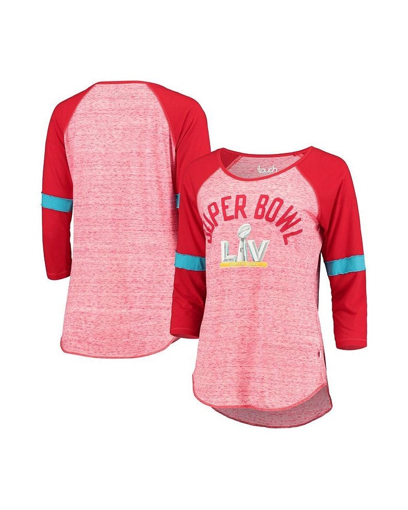 Women's Heathered Red Super Bowl Lv Upper Deck 3/4-Sleeve Raglan T-Shirt Heathered Red $25.99 Tops