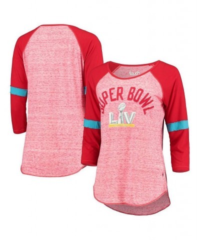 Women's Heathered Red Super Bowl Lv Upper Deck 3/4-Sleeve Raglan T-Shirt Heathered Red $25.99 Tops