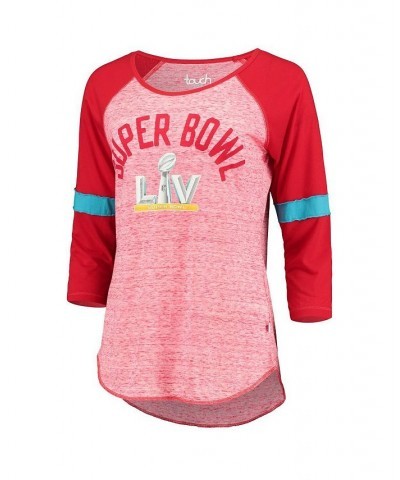 Women's Heathered Red Super Bowl Lv Upper Deck 3/4-Sleeve Raglan T-Shirt Heathered Red $25.99 Tops