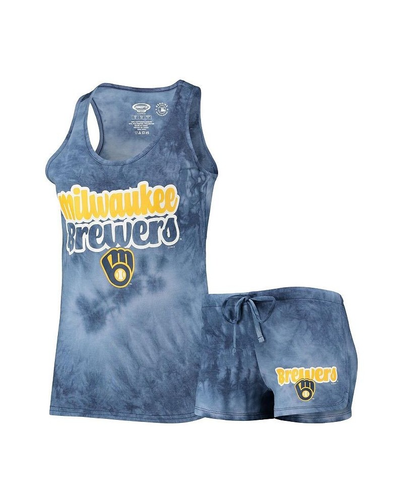 Women's Navy Milwaukee Brewers Billboard Racerback Tank Top and Shorts Set Navy $21.50 Pajama