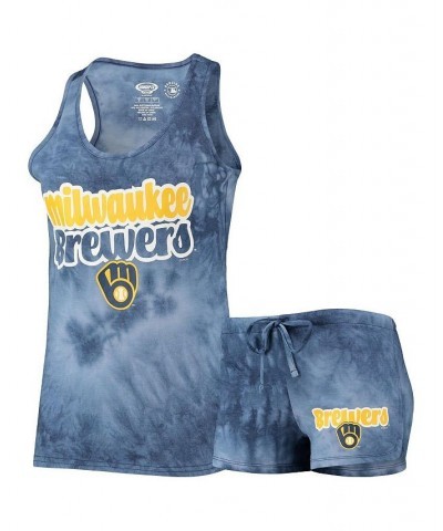 Women's Navy Milwaukee Brewers Billboard Racerback Tank Top and Shorts Set Navy $21.50 Pajama