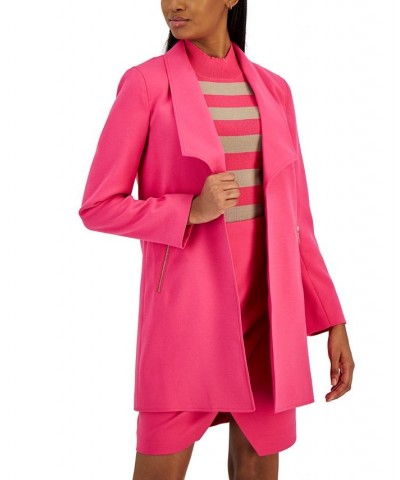 Women's Shawl-Collar Long-Sleeve Topper Jacket Pink $42.33 Jackets