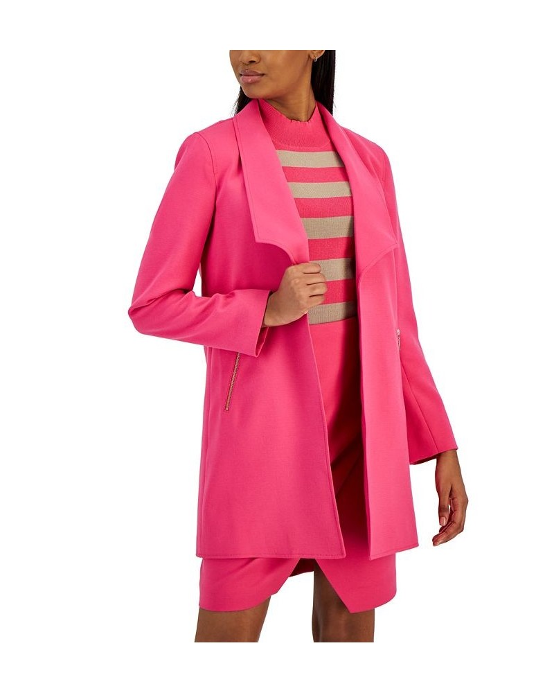 Women's Shawl-Collar Long-Sleeve Topper Jacket Pink $42.33 Jackets