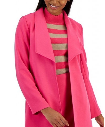 Women's Shawl-Collar Long-Sleeve Topper Jacket Pink $42.33 Jackets