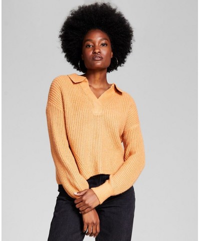 Women's Collared Drop-Shoulder Sweater Tan/Beige $14.04 Sweaters
