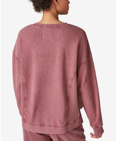 Women's The Vintage Cotton Crewneck Sweatshirt Red $26.83 Tops