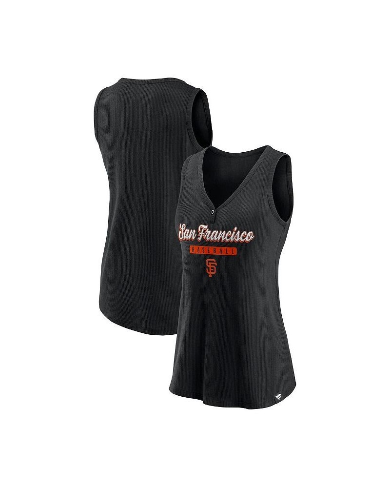 Women's Branded Black San Francisco Giants Iconic V-Neck Tank Top Black $22.94 Tops