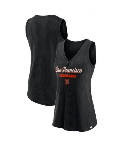 Women's Branded Black San Francisco Giants Iconic V-Neck Tank Top Black $22.94 Tops