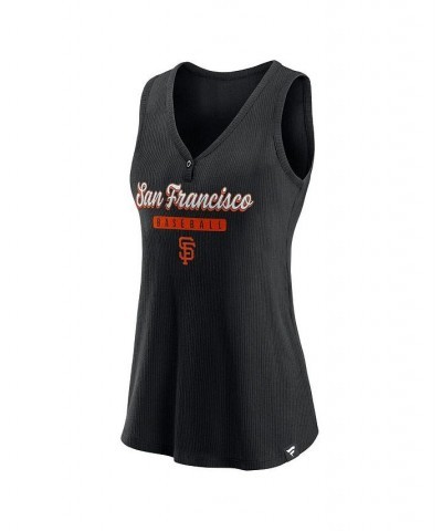 Women's Branded Black San Francisco Giants Iconic V-Neck Tank Top Black $22.94 Tops