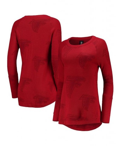 Women's Red Atlanta Falcons Tonal Tunic Raglan Pullover Sweater Red $42.39 Sweaters
