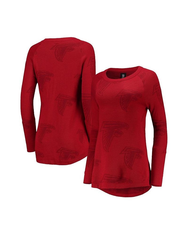 Women's Red Atlanta Falcons Tonal Tunic Raglan Pullover Sweater Red $42.39 Sweaters