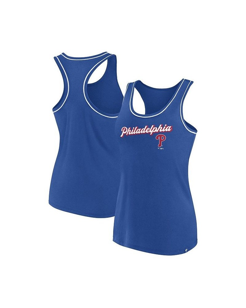 Women's Branded Royal Philadelphia Phillies Wordmark Logo Racerback Tank Top Royal $20.39 Tops