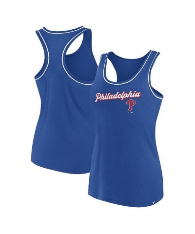 Women's Branded Royal Philadelphia Phillies Wordmark Logo Racerback Tank Top Royal $20.39 Tops