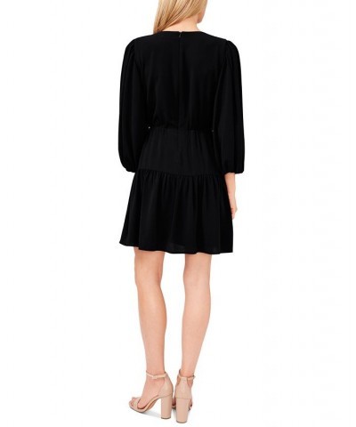 Ribbed Puffed-Sleeve Dress Rich Black $32.70 Dresses