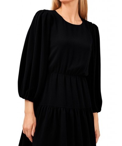 Ribbed Puffed-Sleeve Dress Rich Black $32.70 Dresses