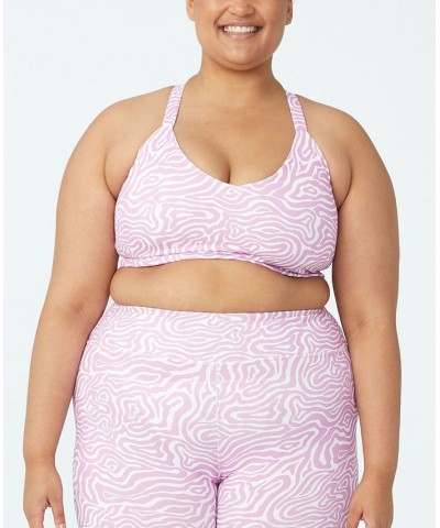 Trendy Plus Size Active Printed Bra Dense Wave Neon Orchid $10.00 Tops