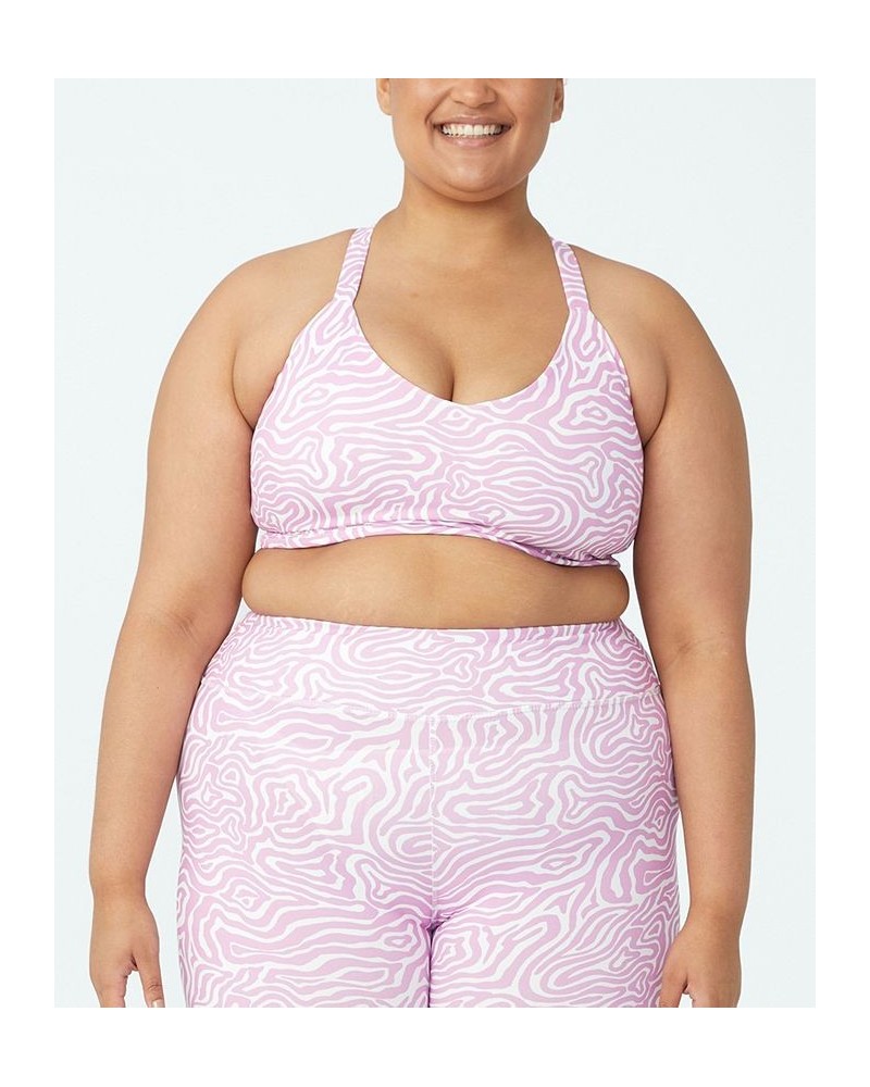 Trendy Plus Size Active Printed Bra Dense Wave Neon Orchid $10.00 Tops