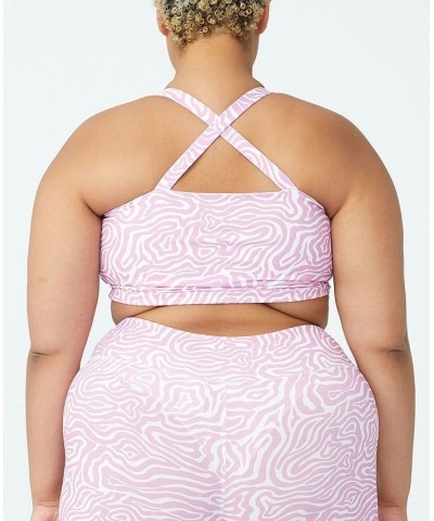 Trendy Plus Size Active Printed Bra Dense Wave Neon Orchid $10.00 Tops