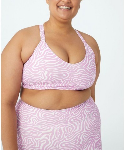 Trendy Plus Size Active Printed Bra Dense Wave Neon Orchid $10.00 Tops