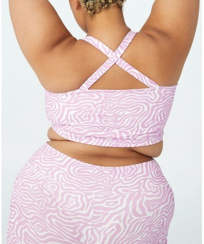 Trendy Plus Size Active Printed Bra Dense Wave Neon Orchid $10.00 Tops