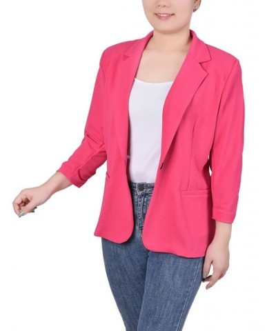 Petite 3/4 Sleeve Scuba Crepe Blazer Pink $15.84 Jackets