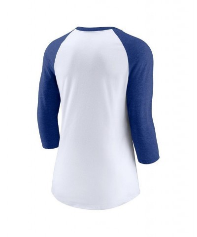 Women's White Royal Chicago Cubs Next Up Tri-Blend Raglan 3/4 -Sleeve T-shirt White, Royal $23.10 Tops