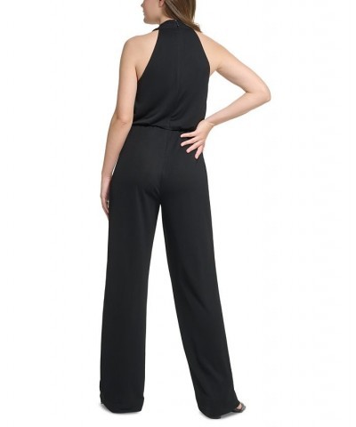 Women's X-Fit Chain Hardware Halter Sleeveless Jumpsuit Black $52.39 Pants