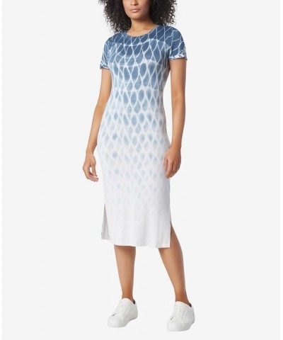 Women's Light Jersey Gradient Tie Dye Midi Dress Denim $24.67 Dresses