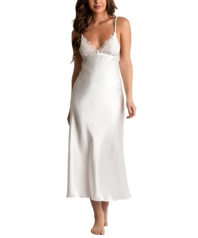 Women's Satin Lace-Trim Nightgown White $17.60 Sleepwear