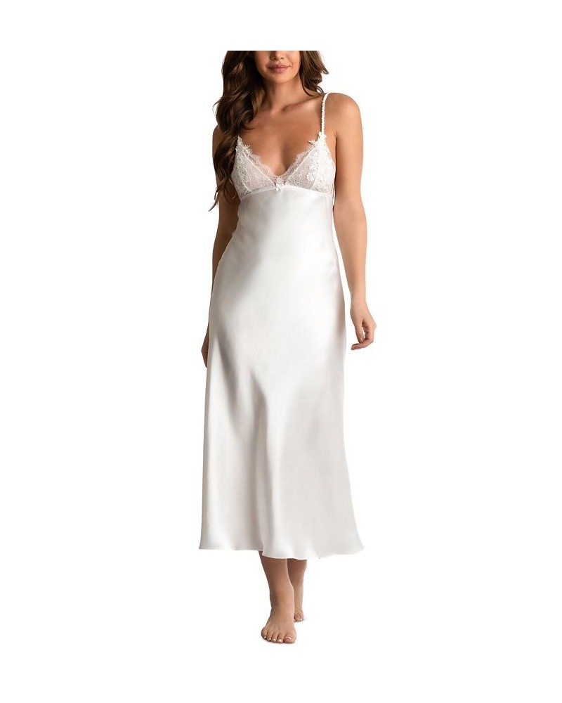 Women's Satin Lace-Trim Nightgown White $17.60 Sleepwear