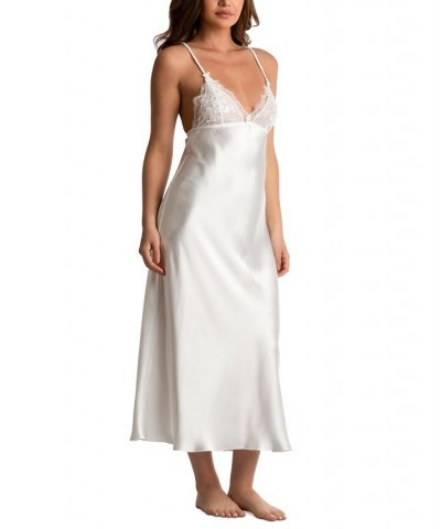 Women's Satin Lace-Trim Nightgown White $17.60 Sleepwear