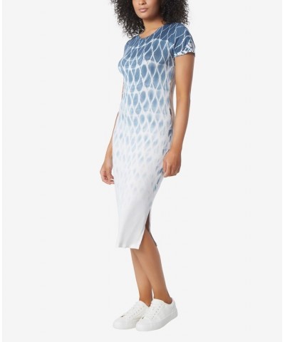 Women's Light Jersey Gradient Tie Dye Midi Dress Denim $24.67 Dresses