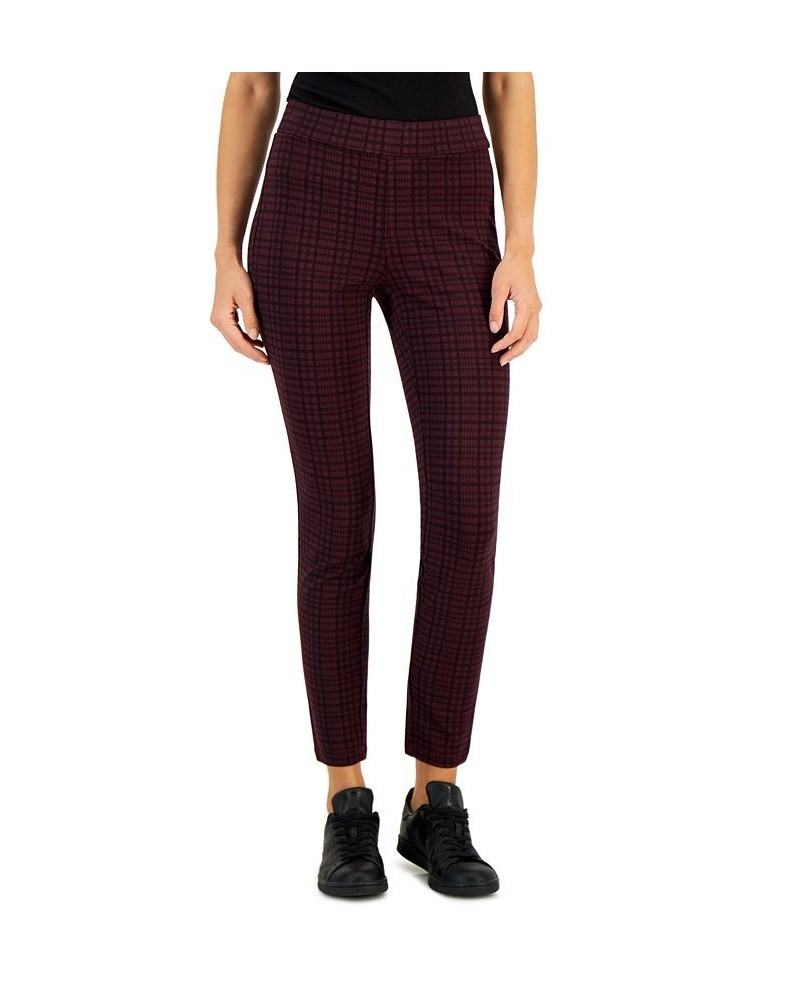 Women's Plaid Ponté-Knit Pants Berry Plaid $12.38 Pants