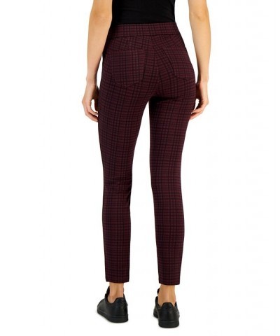 Women's Plaid Ponté-Knit Pants Berry Plaid $12.38 Pants