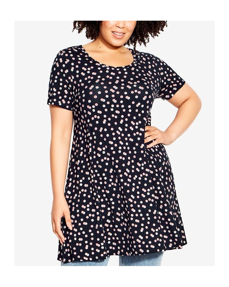 Plus Size Love Swing Print Tunic Black Multi Spot $31.05 Tops