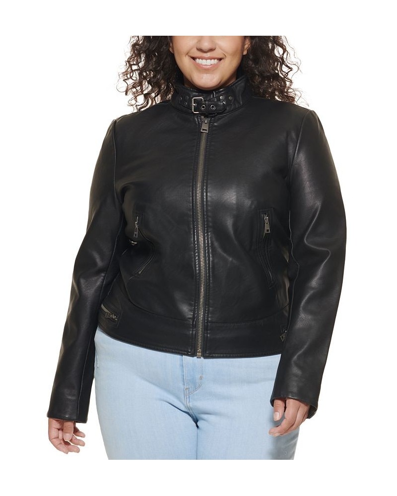 Trendy Plus Size Updated Racer Jacket Black $46.00 Jackets