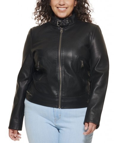 Trendy Plus Size Updated Racer Jacket Black $46.00 Jackets