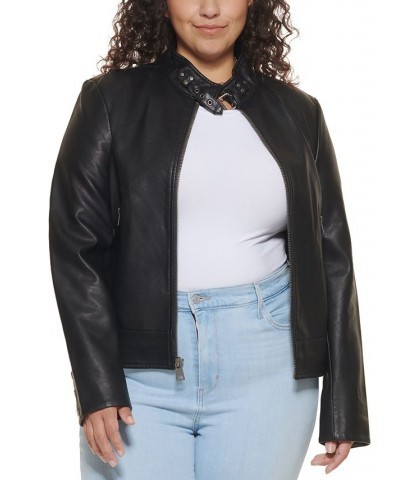 Trendy Plus Size Updated Racer Jacket Black $46.00 Jackets