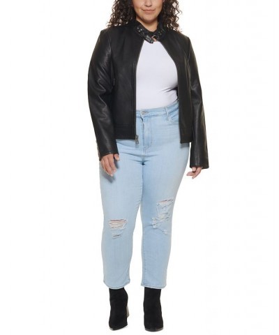 Trendy Plus Size Updated Racer Jacket Black $46.00 Jackets