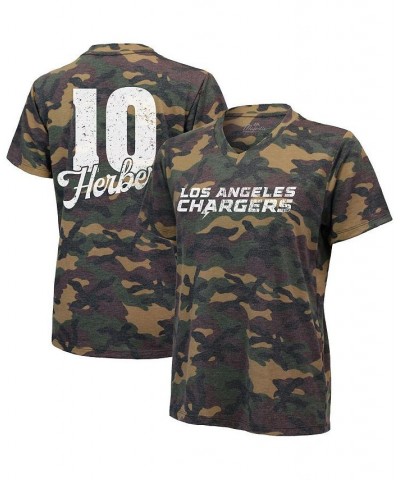 Women's Justin Herbert Camo Los Angeles Chargers Name and Number Tri-Blend V-Neck T-shirt Camo $29.69 Tops