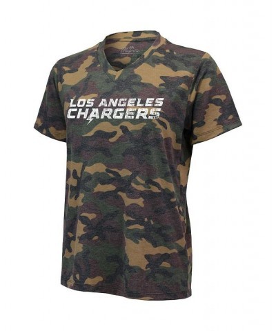 Women's Justin Herbert Camo Los Angeles Chargers Name and Number Tri-Blend V-Neck T-shirt Camo $29.69 Tops