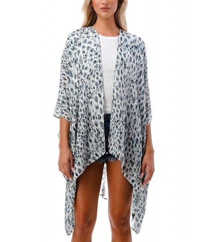 Women's Ombre Abstract Print Kimono Wrap Blue $34.17 Tops