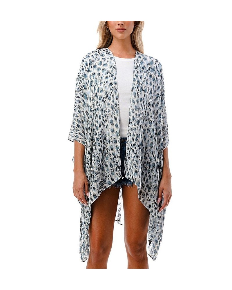 Women's Ombre Abstract Print Kimono Wrap Blue $34.17 Tops