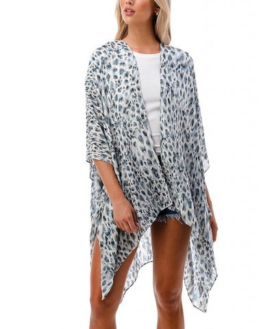 Women's Ombre Abstract Print Kimono Wrap Blue $34.17 Tops